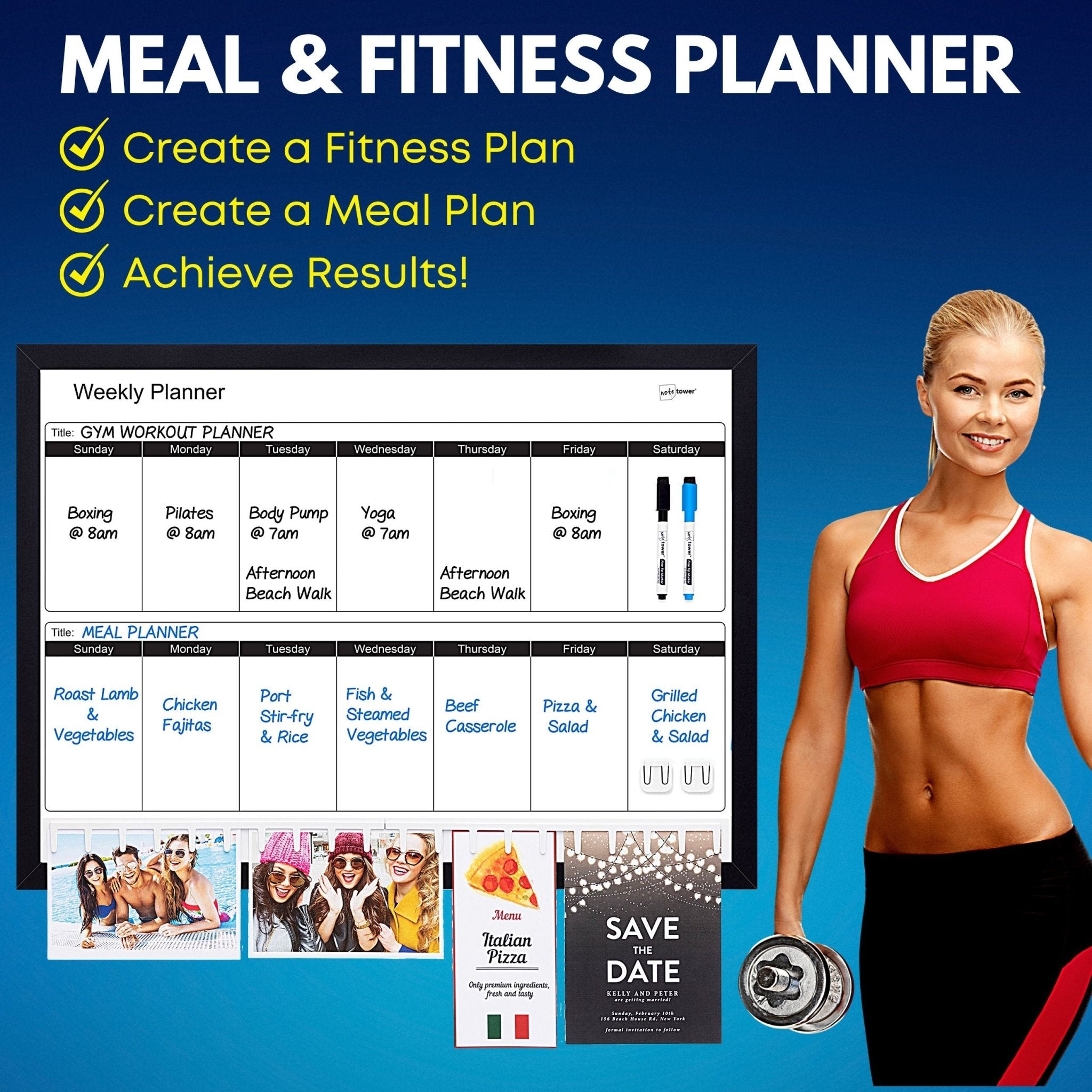 Note Tower Weekly Combo Whiteboard - 17" x 23" - NOTETOWER