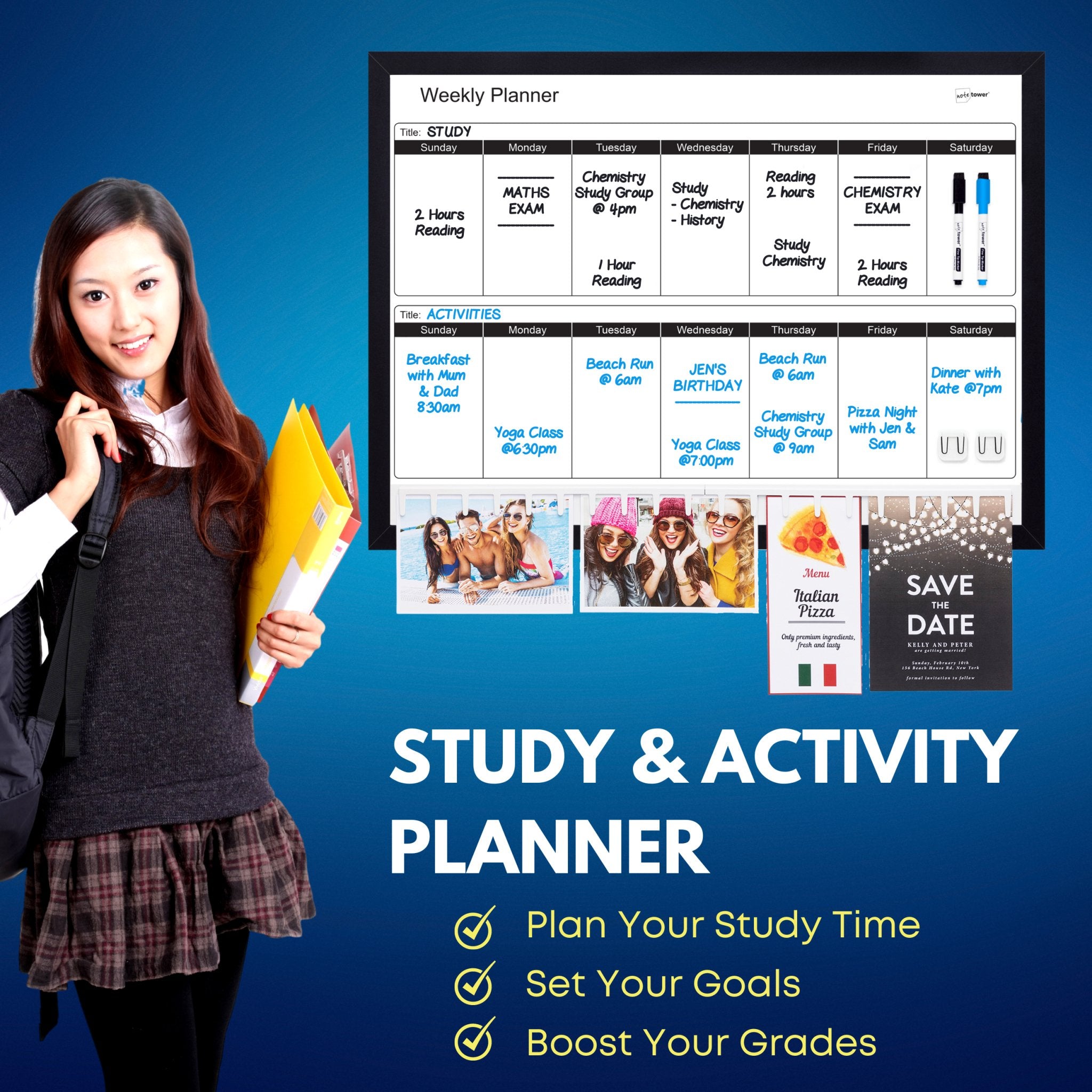 Note Tower Weekly Combo Whiteboard - 17" x 23" - NOTETOWER