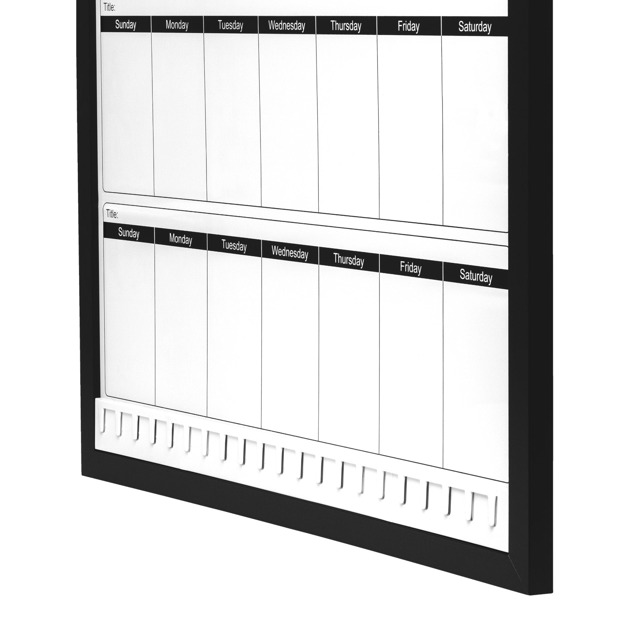 Note Tower 17" x 23" Black Wood Framed Weekly Planner Combo Board - NOTETOWER LLC.