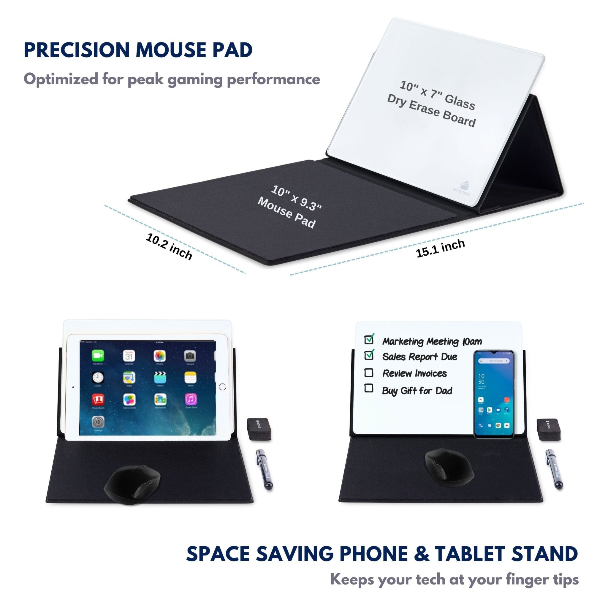 Note Tower Mouse Pad Whiteboard - Glass - NOTETOWER