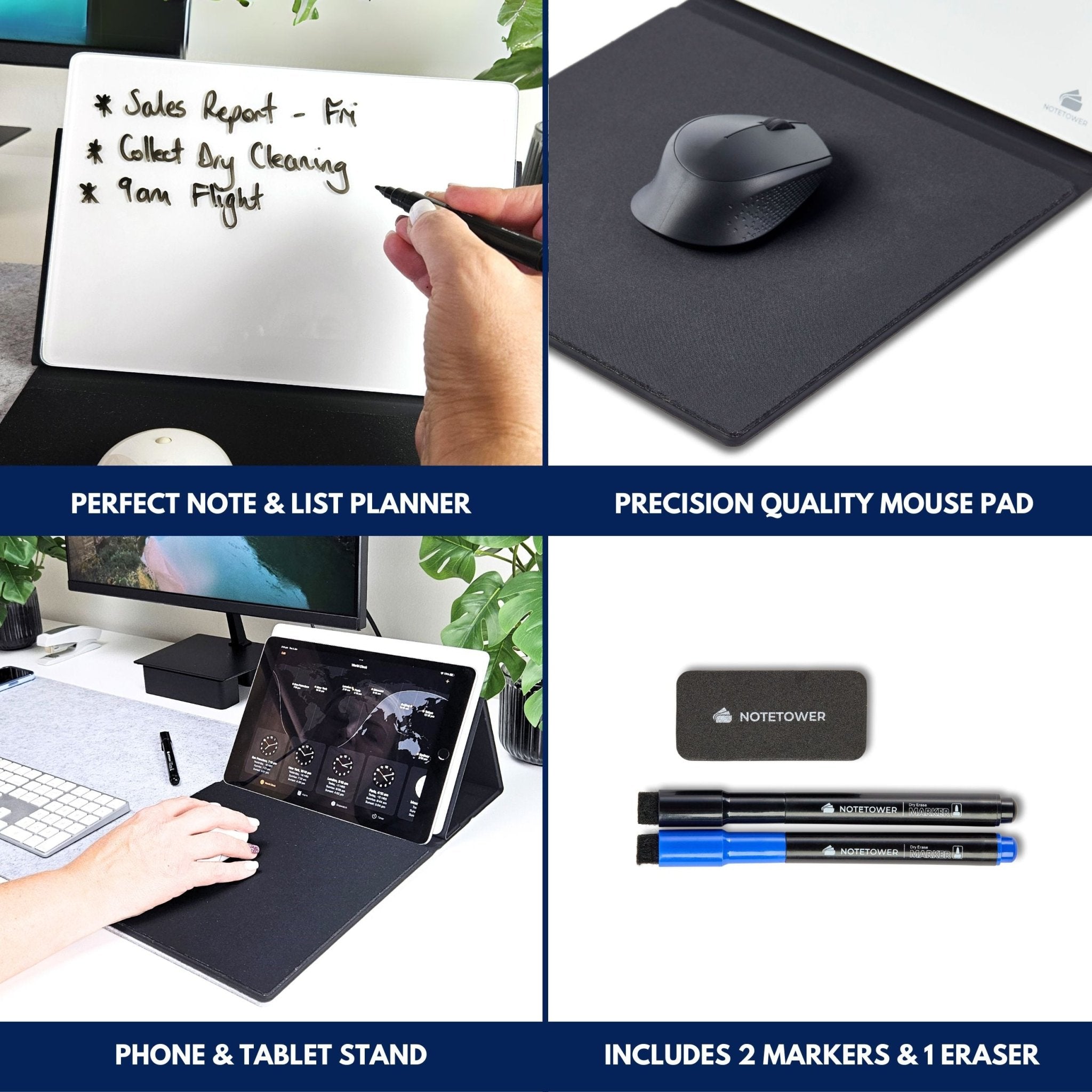 Note Tower Mouse Pad Whiteboard - Glass - NOTETOWER