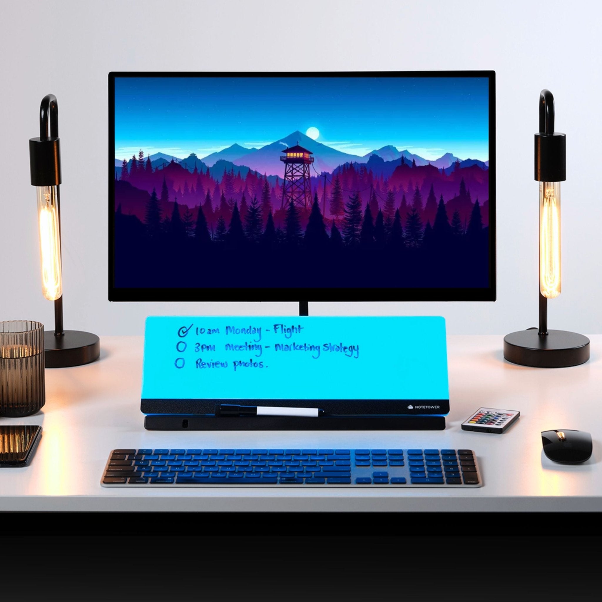 Note Tower Zumiglo LED Desktop Whiteboard - Black - NOTETOWER
