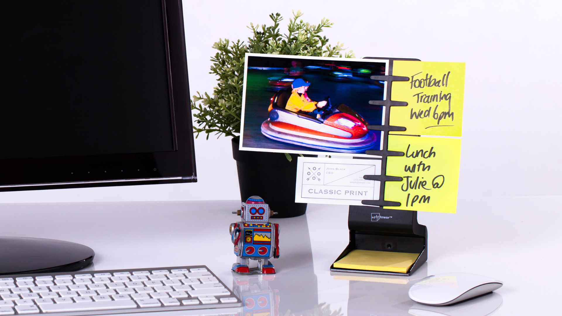 NoteTower Desktop Mini - Note and Photos holder. Organizes sticky notes, displays favorite photos