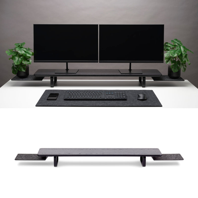 Note Tower Black Wood Desk Shelf - Large - NOTETOWER