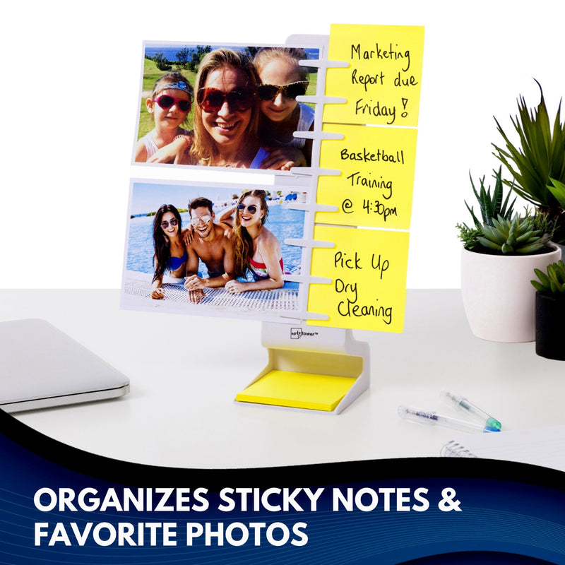 Note Tower Desktop Pro, Dual Page Document Holder & Note Organizer - White - NOTETOWER LLC.