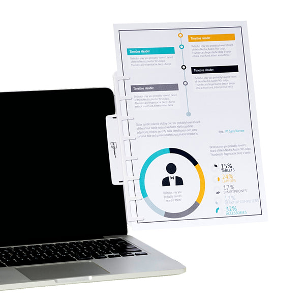 Note Tower Monitor Document & Note Holder - White - NOTETOWER LLC.