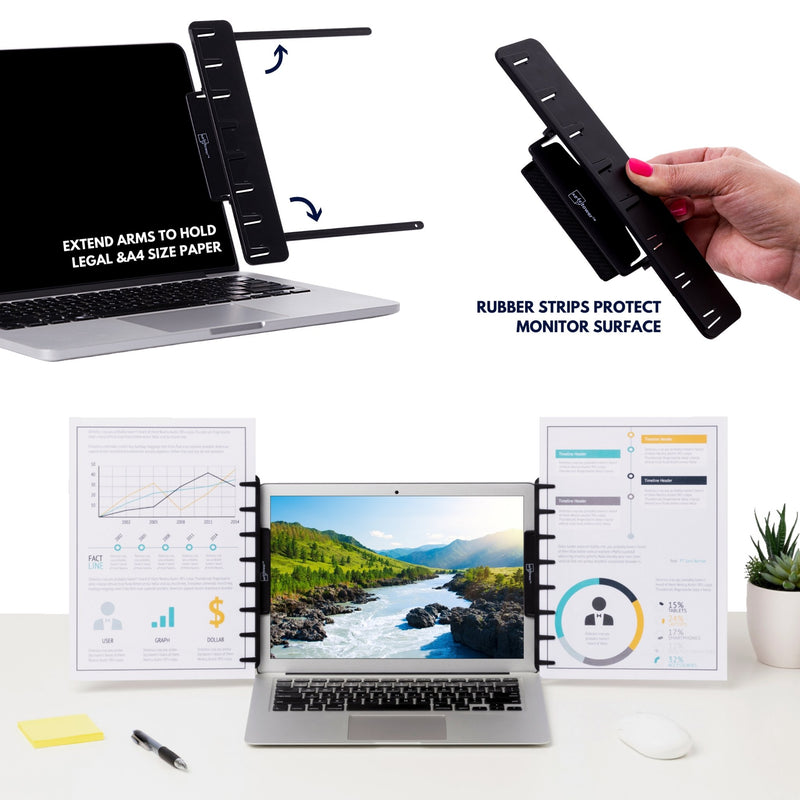 Note Tower Monitor Mount - Note & Copy Holder - Black - NOTETOWER LLC.