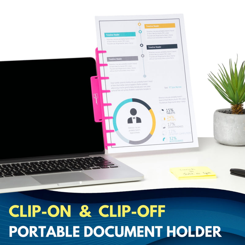 Note Tower Monitor Mount - Note & Copy Holder - Pink - NOTETOWER LLC.