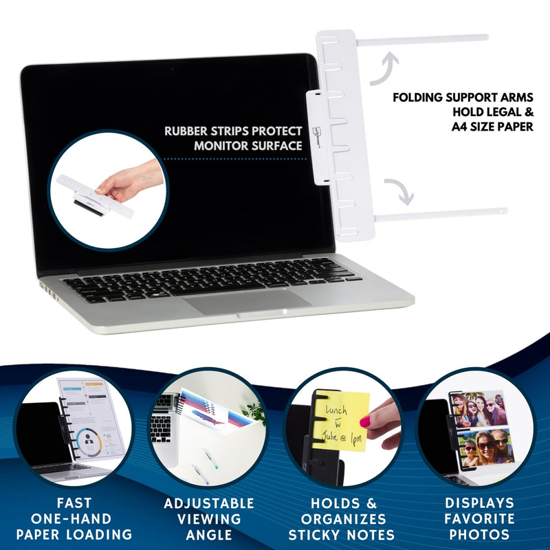 Note Tower Monitor Mount - Note & Copy Holder - White - NOTETOWER LLC.